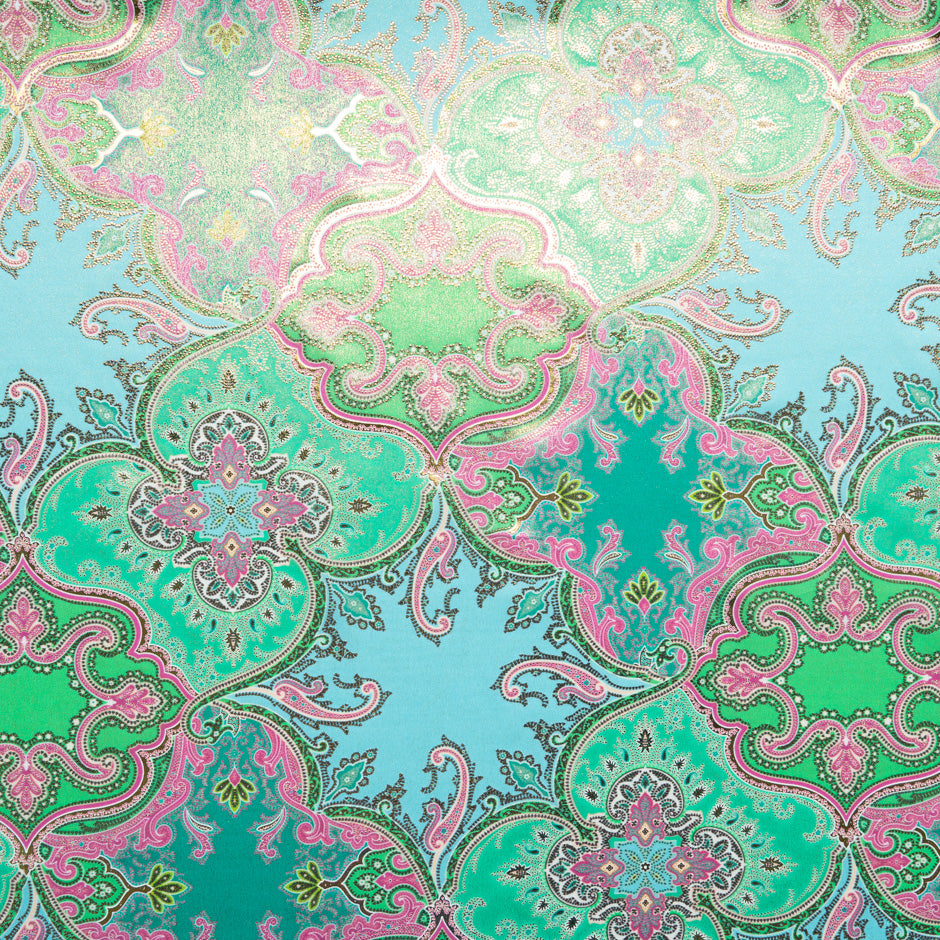 Green & Turquoise Vision Printed Pure Silk