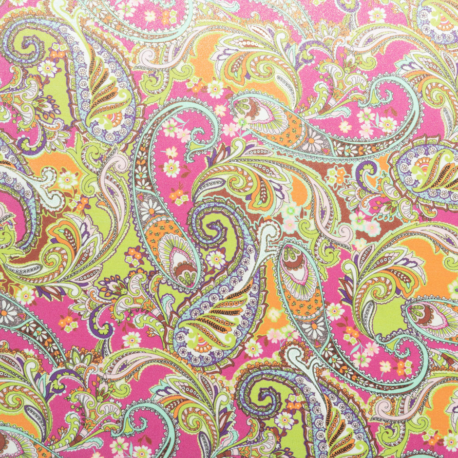 Pink & Lime Paisley Vision Printed Pure Silk