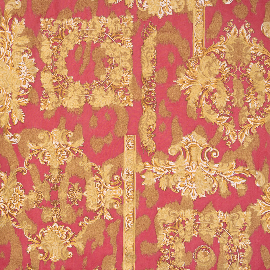 Baroque Printed Rich Red Silk Georgette