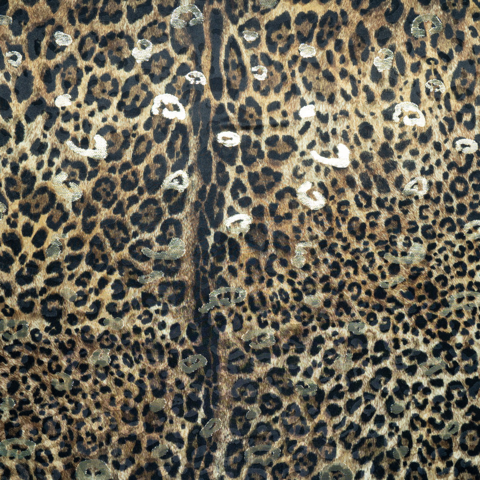 Animal Printed Silk Metallic Jacquard