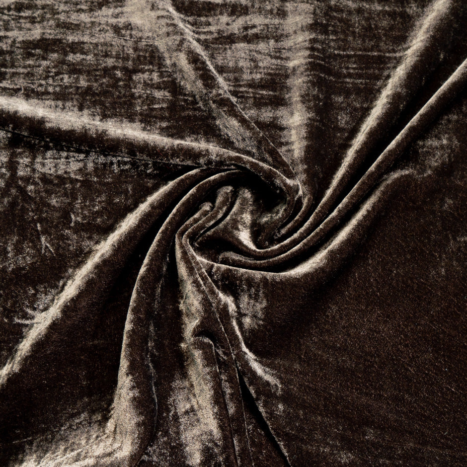 Coffee Brown Viscose & Silk Blend Velvet