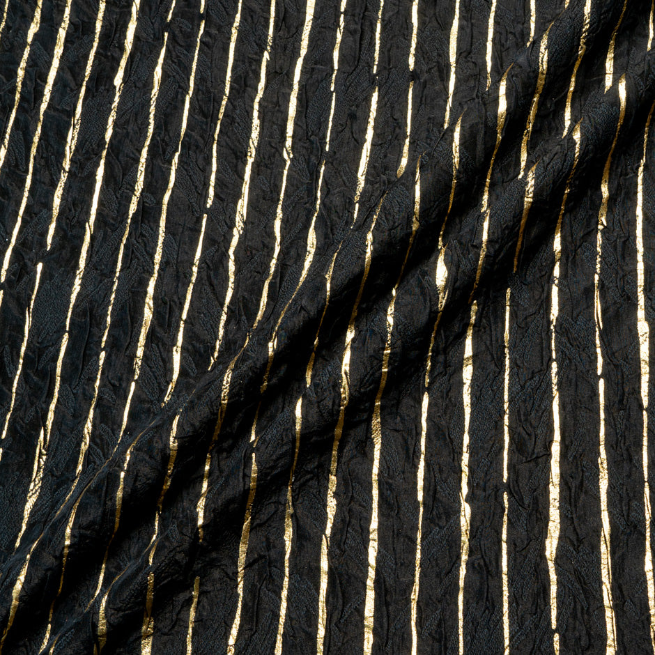 Gold Striped Black Silk Blend