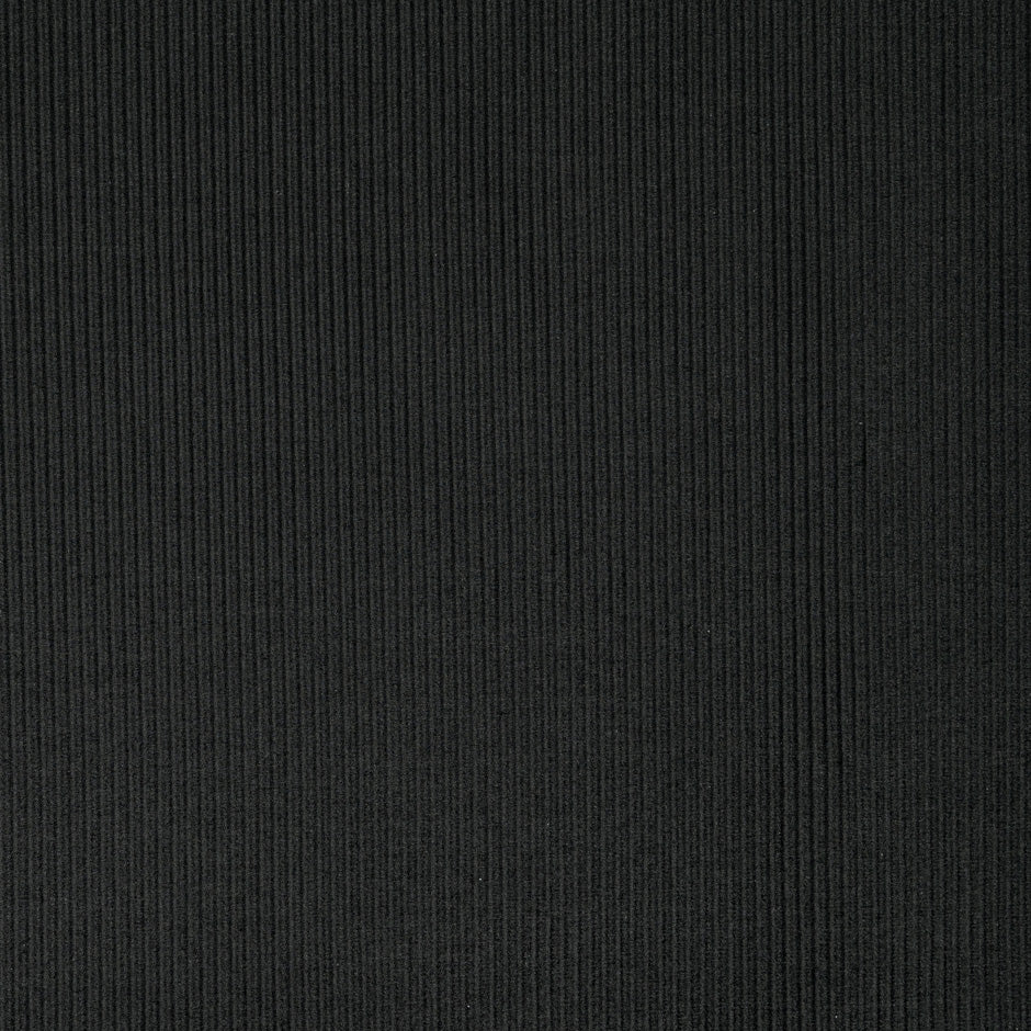 Black Wool Blend Ribbed Cloqué