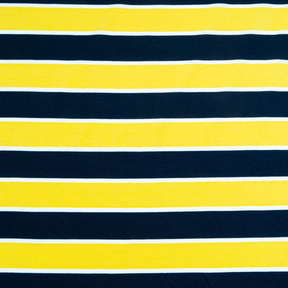 Yellow, White & Blue Cotton Jersey