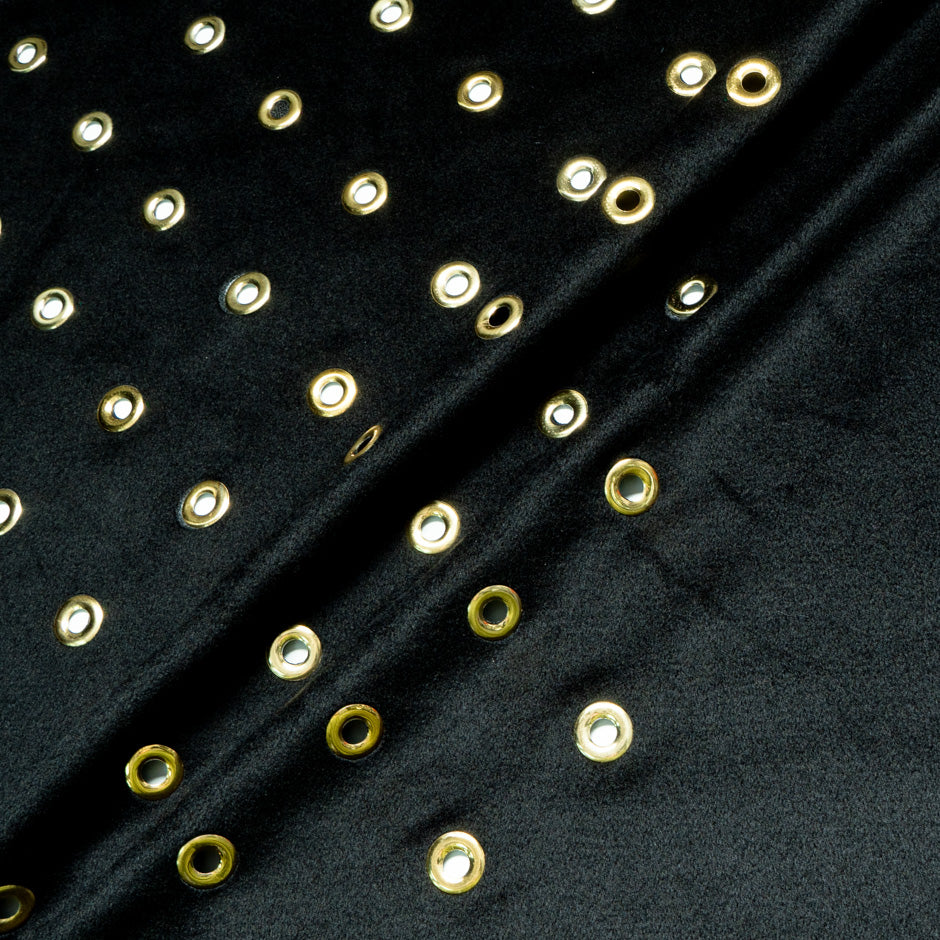 Gold Widget Embroidered Black Viscose (A 2.90m Piece)