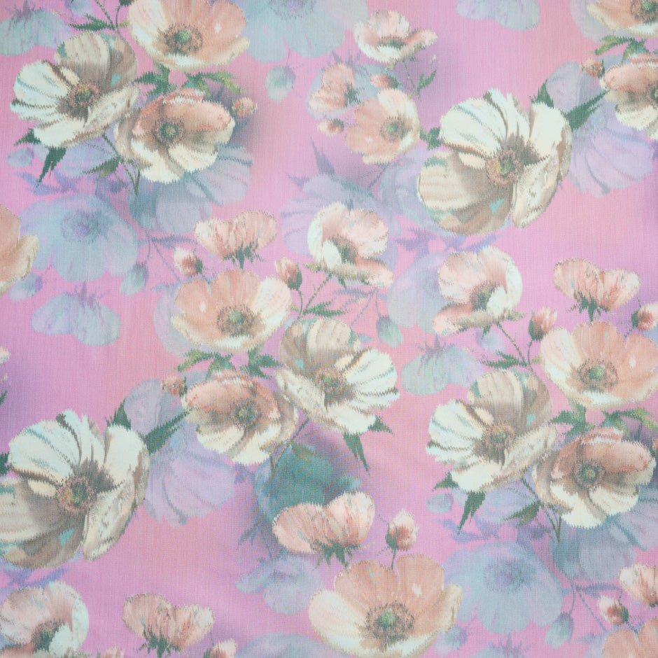 Pretty Floral Printed Pink Taffeta