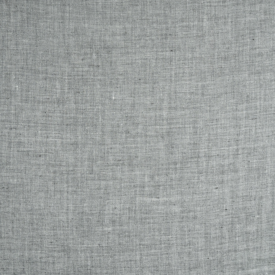 Mid Grey Herringbone Pure Linen