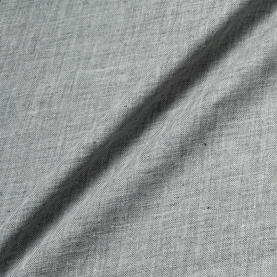 Mid Grey Herringbone Pure Linen