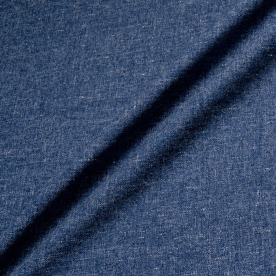 Plain Dark Blue Linen & Cotton Blend