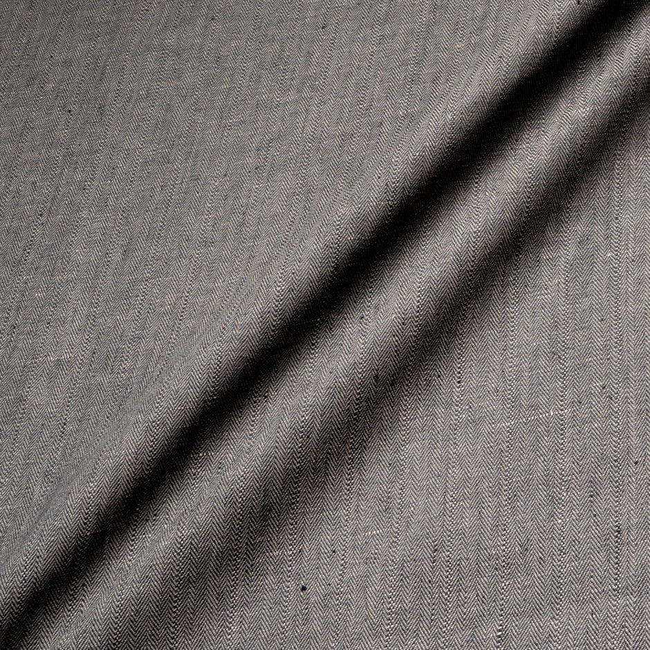 Brown/Grey Double-Sided Herringbone Linen