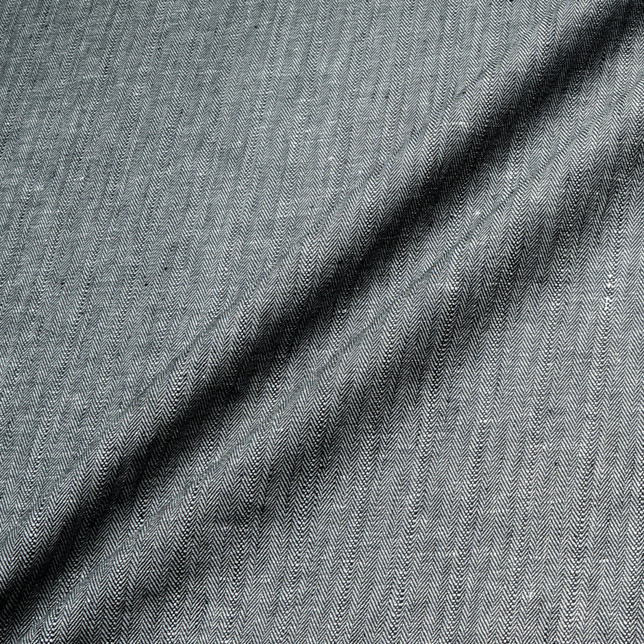 Brown/Grey Double-Sided Herringbone Linen