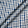 Blue Checkered Cotton, Linen & Wool Blend