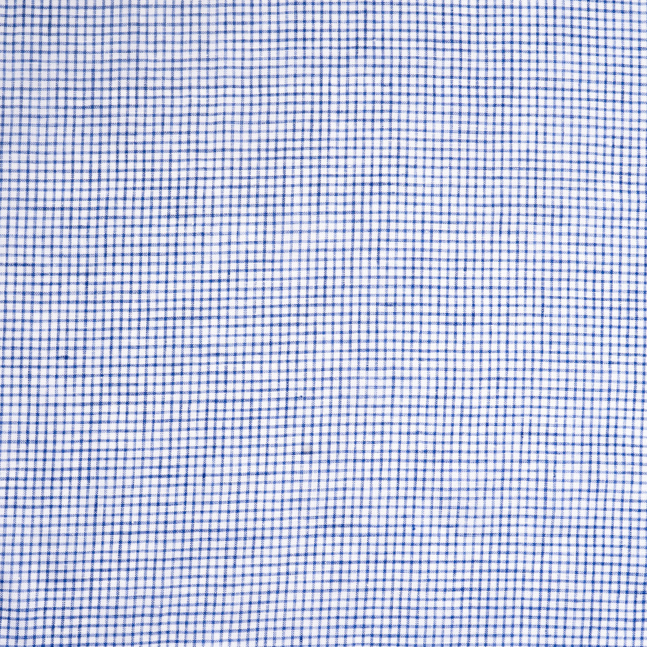 Sky Blue Gingham Check Pure Linen