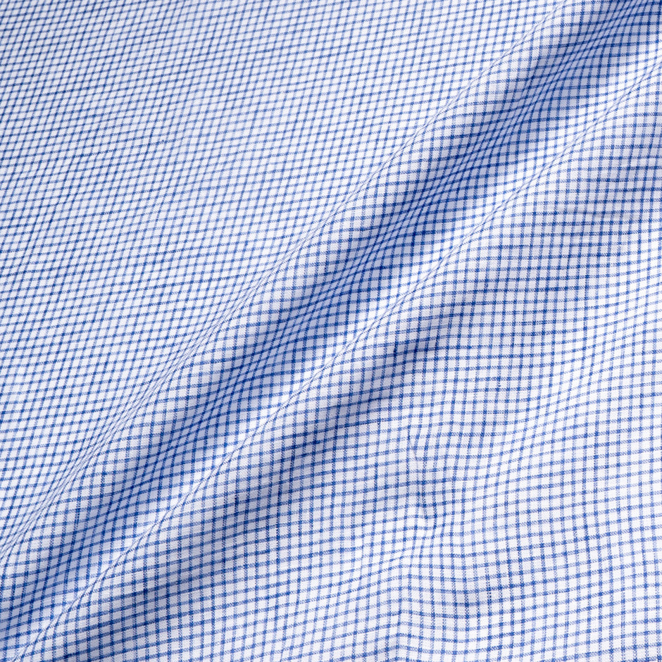 Sky Blue Gingham Check Pure Linen