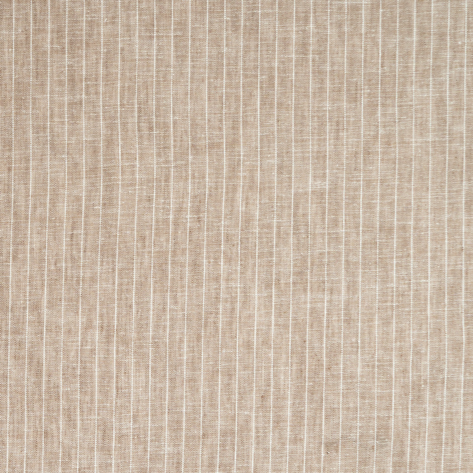 White Striped Beige Pure Linen