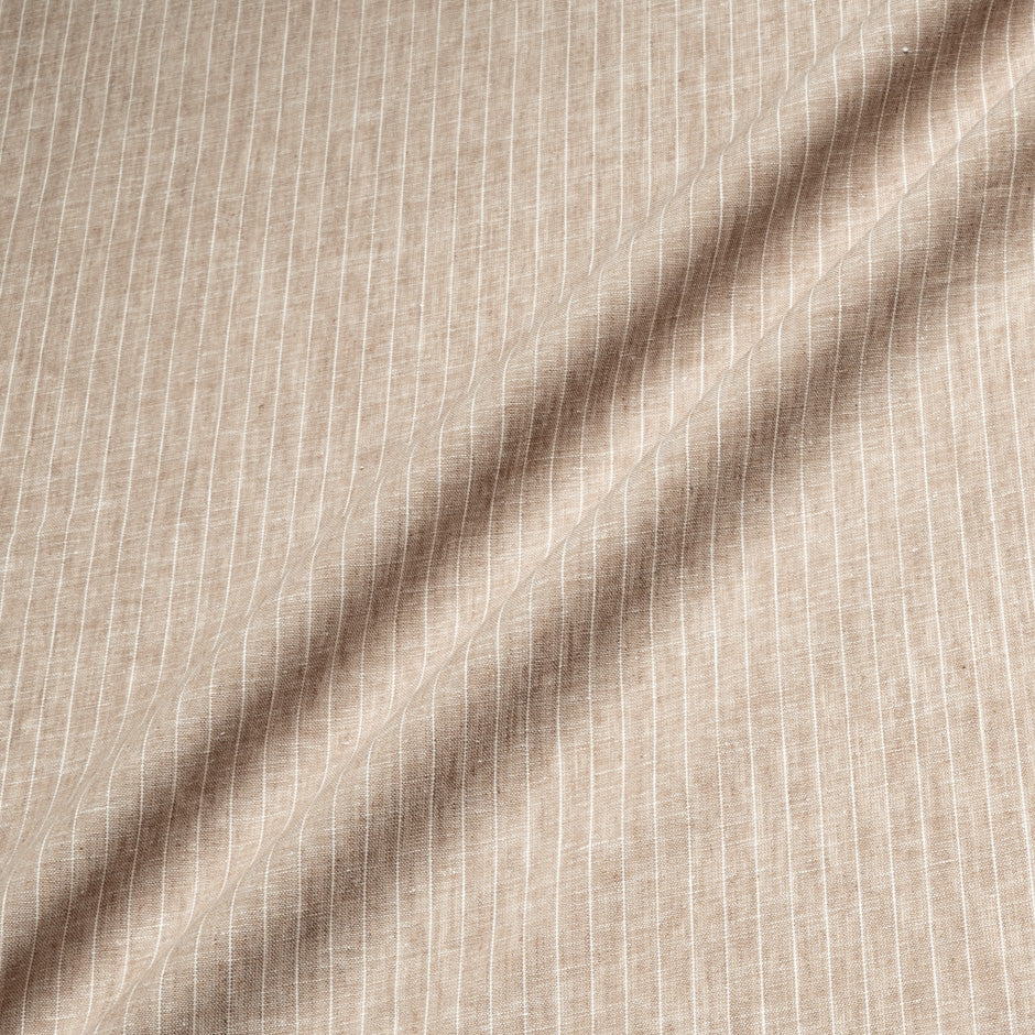 White Striped Beige Pure Linen