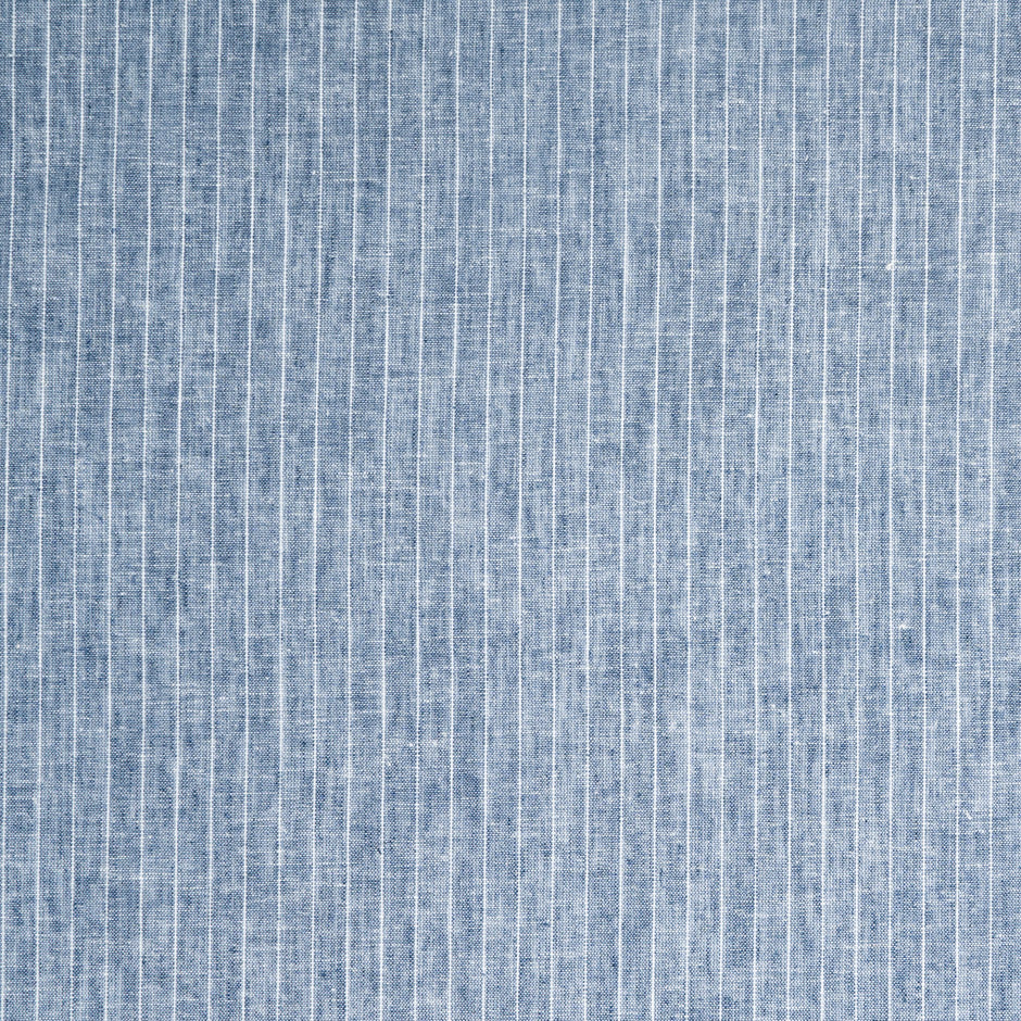 White Striped Blue Pure Linen