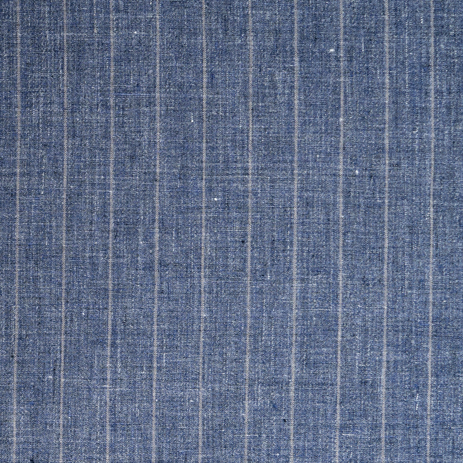 Taupe Striped Dark Blue Pure Linen