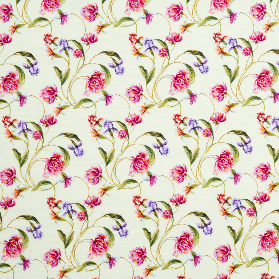 Pink & Purple Floral Printed Vanilla Cotton