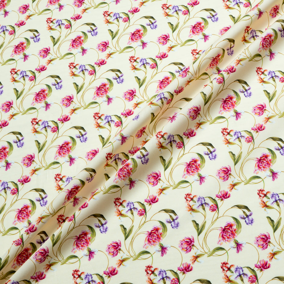 Pink & Purple Floral Printed Vanilla Cotton