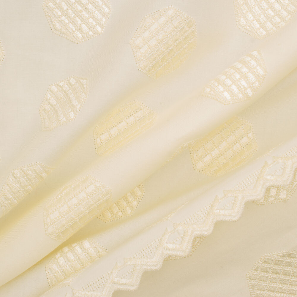 Icecream Yellow Scalloped Cotton Embroidery