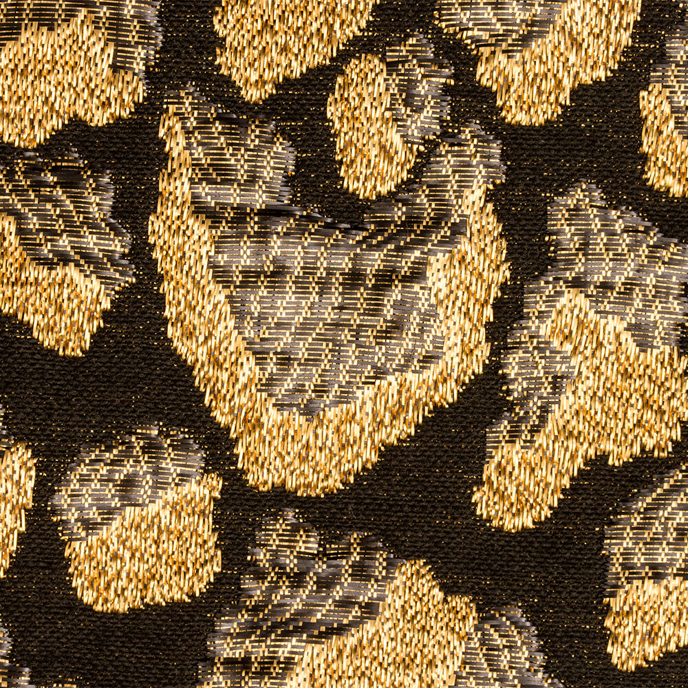 Gold on Black Petal Metallic Brocade