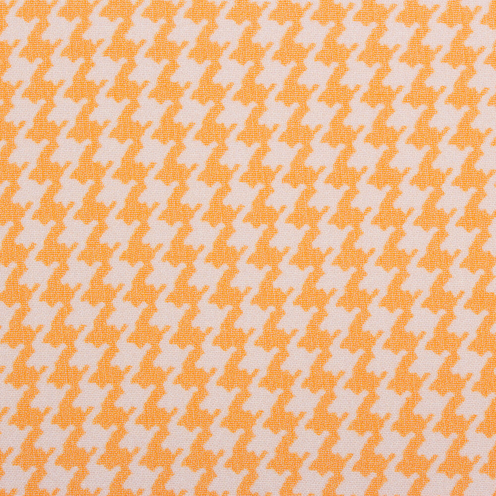 Ivory/Orange Dogtooth Printed Silk Georgette