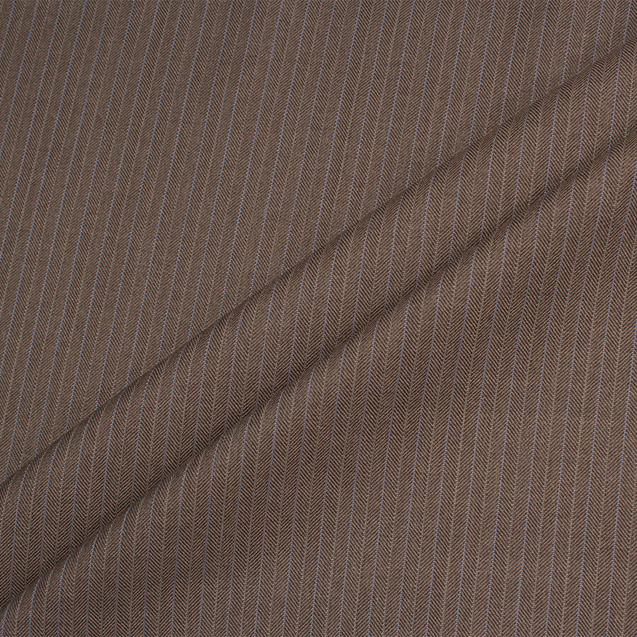 Brown Stripe Herringbone Wool/Silk Suiting (A 2.40m Piece)