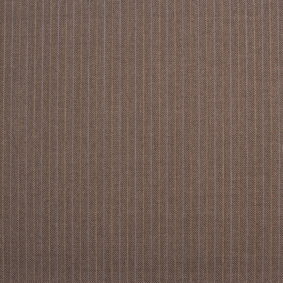 Brown Stripe Herringbone Wool/Silk Suiting (A 2.40m Piece)