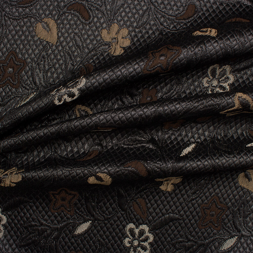 Black Metallic & Brown Brocade