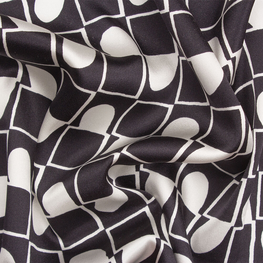 Monochrome Printed Silk Satin