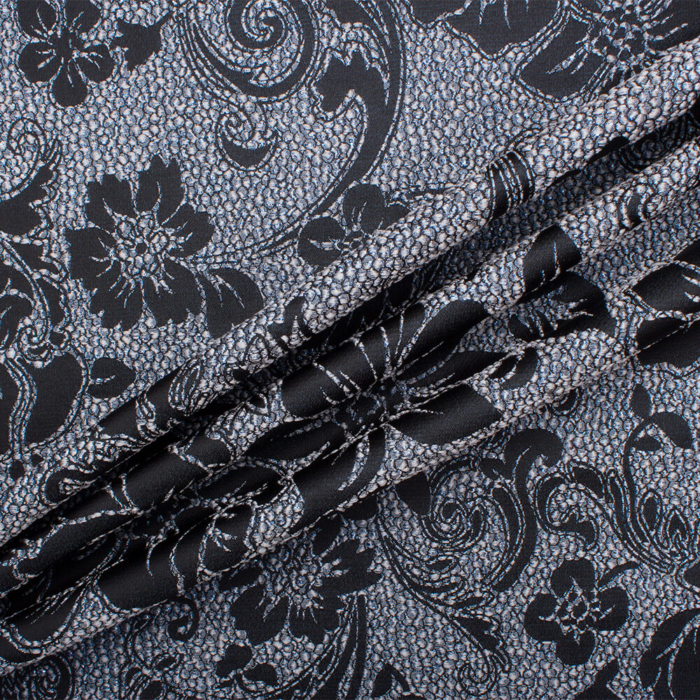 Grey/Ice Blue Floral Jacquard Brocade