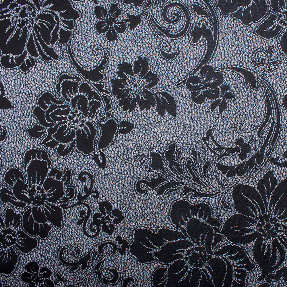 Grey/Ice Blue Floral Jacquard Brocade