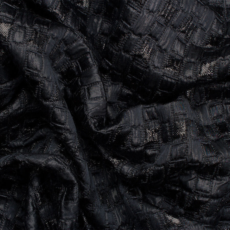 Midnight Blue 'Woven' Wool/Silk Brocade (A 2m Piece)