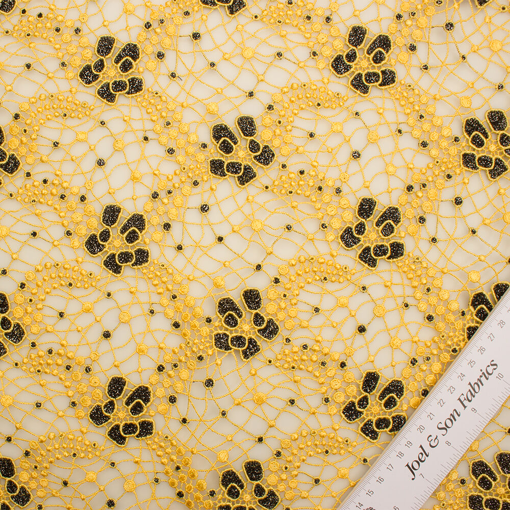 Canary Yellow 'Two-Tone' Metallic Guipure Lace