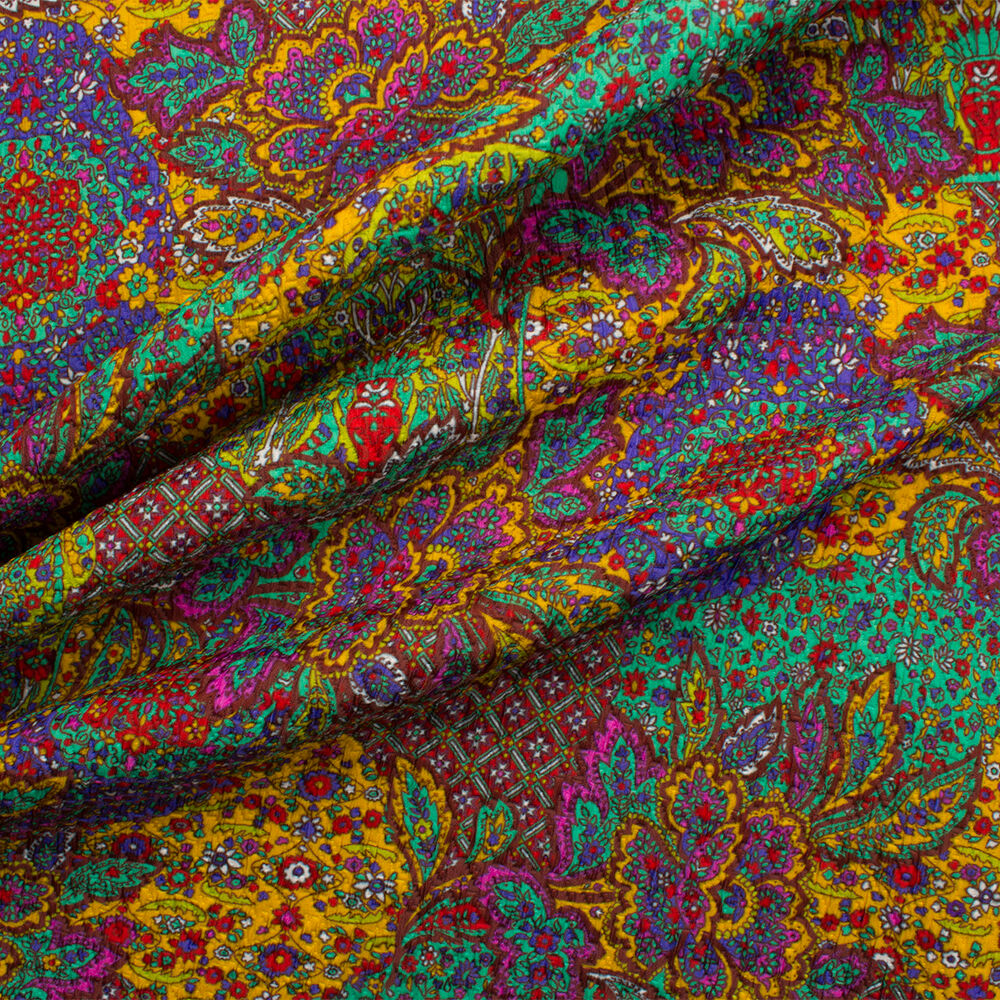 Multi-Coloured Paisley Printed Cloqué