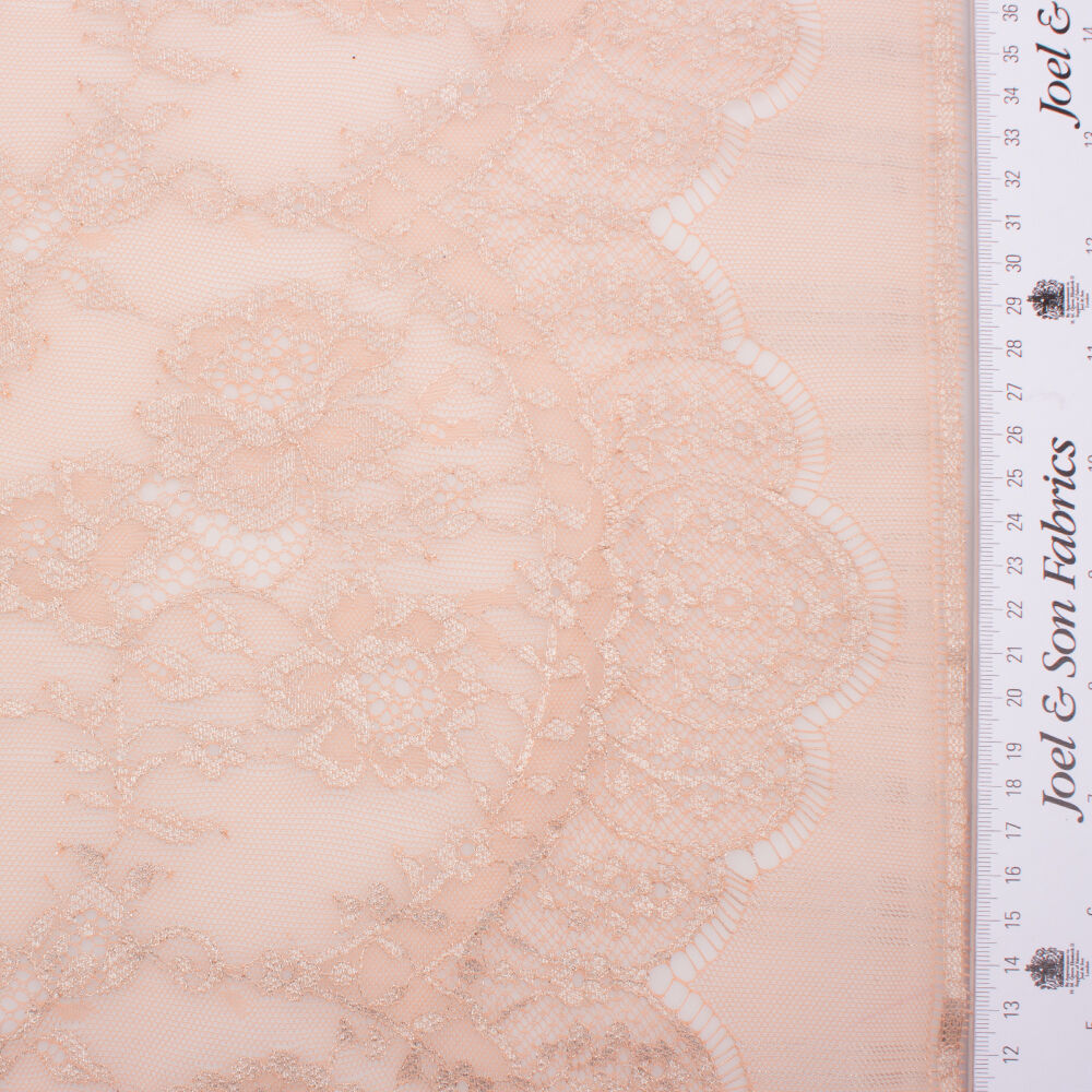 Peach & White Gold Metallic Chantilly Lace