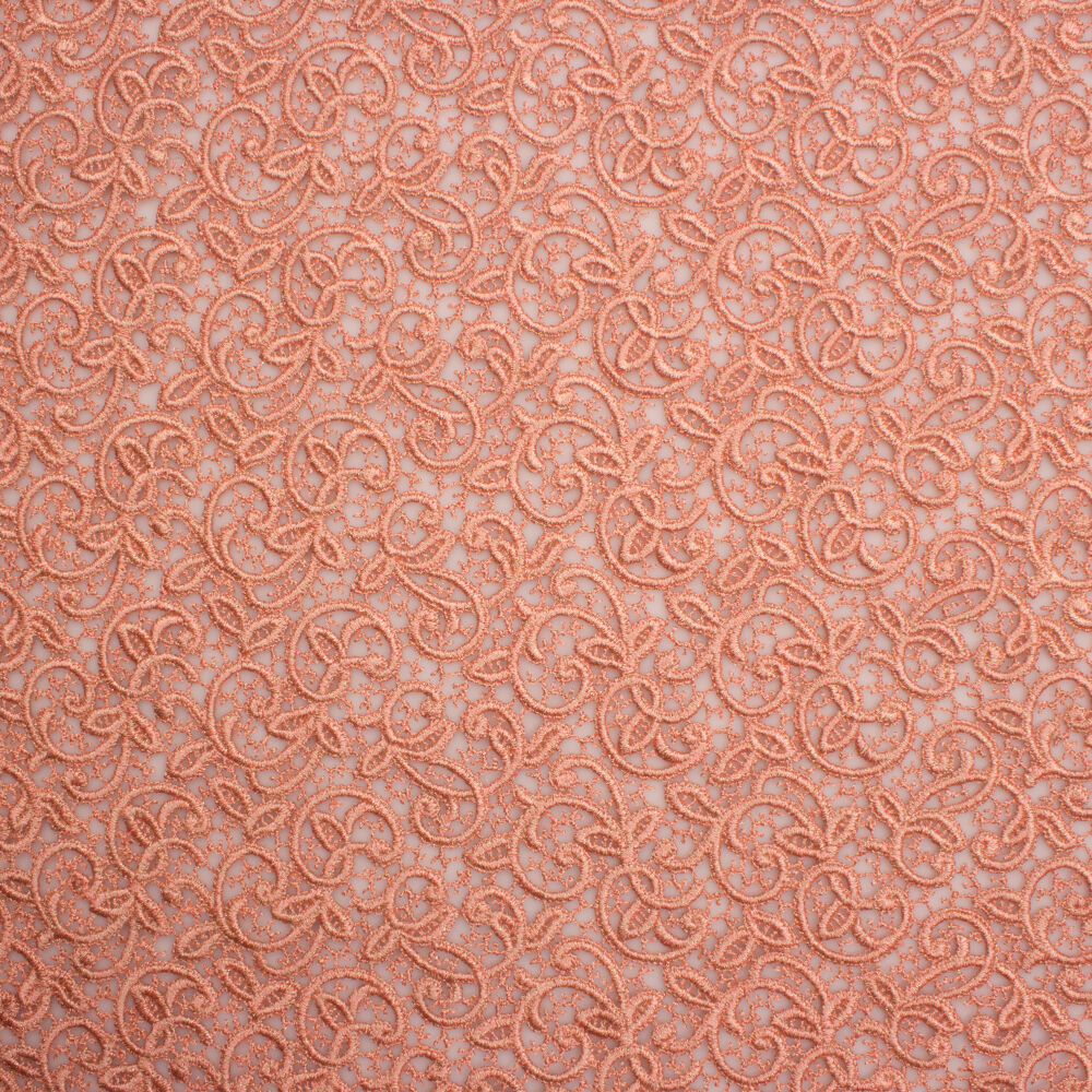 Peach Metallic Guipure Lace