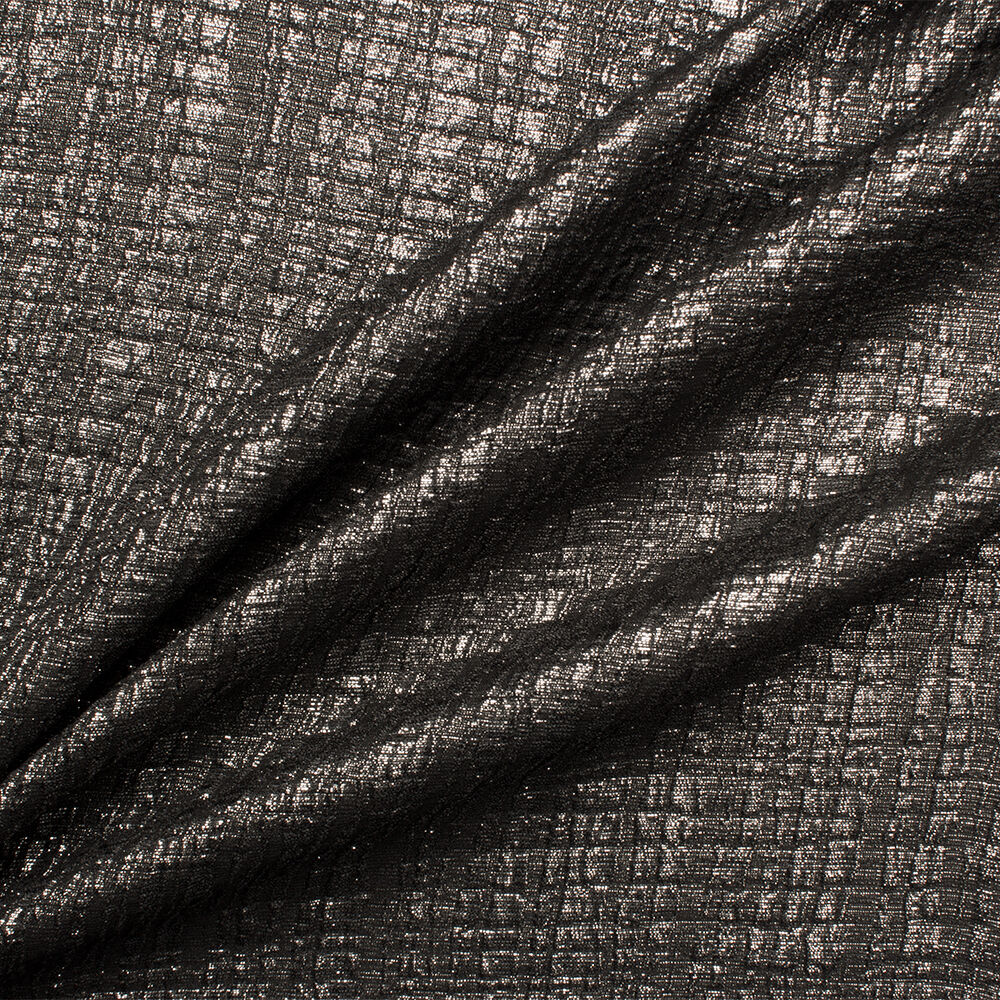 Black/Silver Crinkled Metallic Silk Lamé