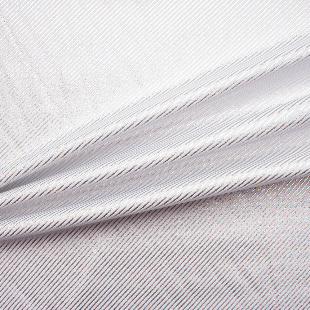 Silver Metallic Stripe/White Cotton Twill