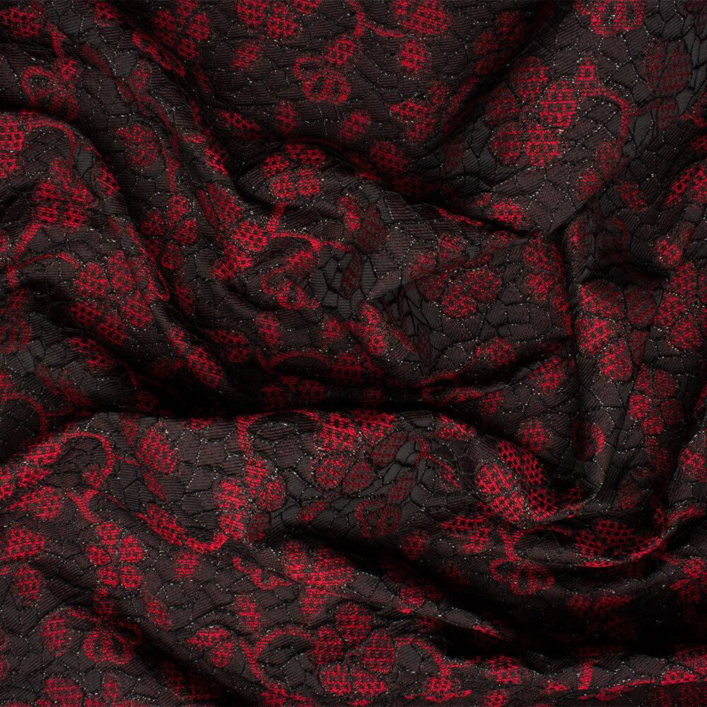 Black/Red Metallic Brocade