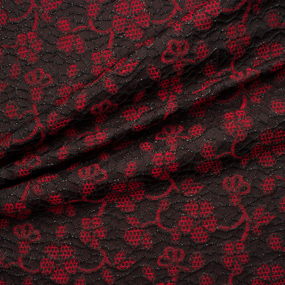 Black/Red Metallic Brocade