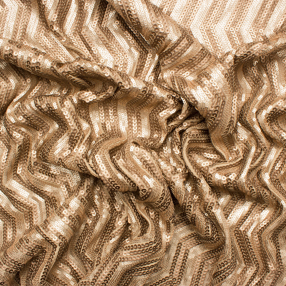 Rich Champagne 'Zig Zag' Sequin Stretch