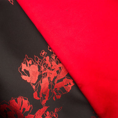 Red/Black Floral Metallic Silk Jacquard