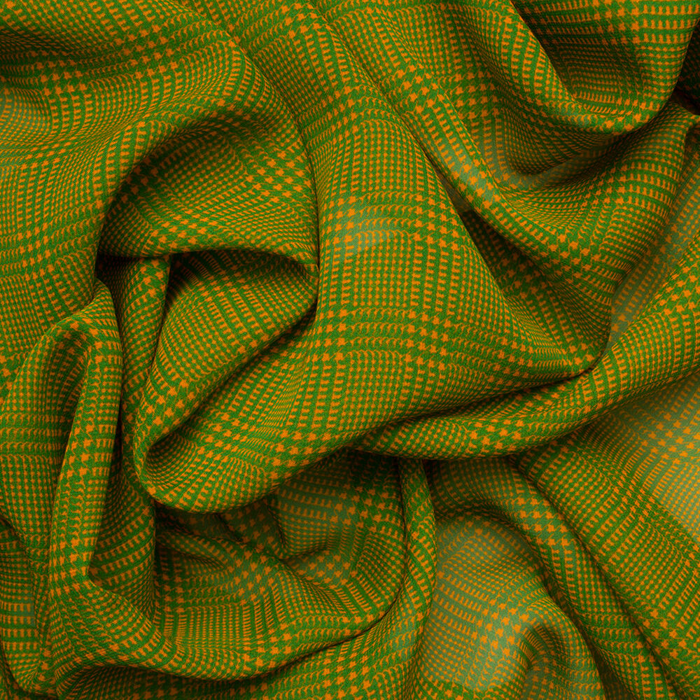 Green/Orange Prince of Wales Silk Georgette