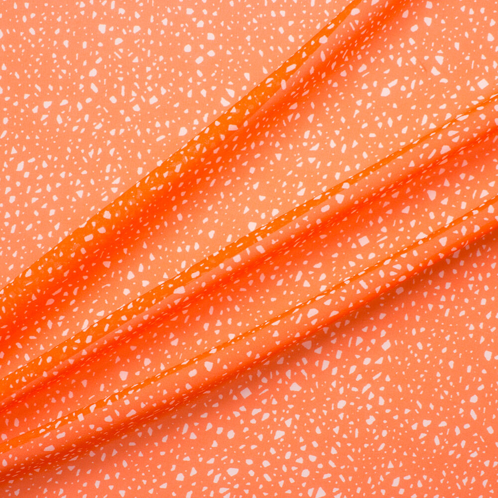 Orange/White Printed Silk Chiffon