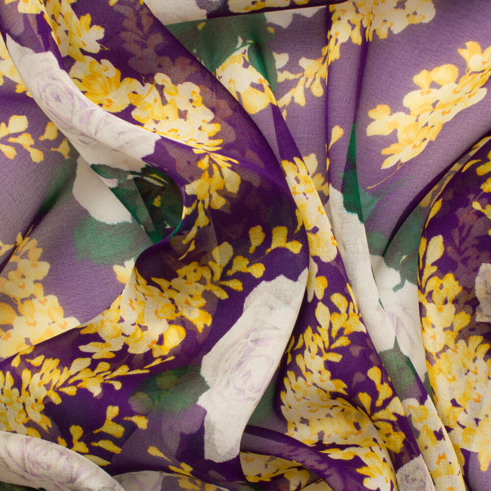 Yellow/Purple Ungaro Printed Silk Chiffon (A 2.25m Piece)