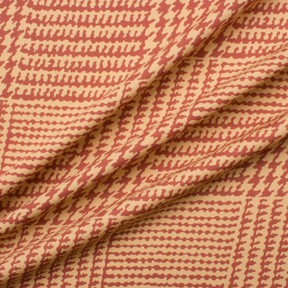 Maroon/Beige Houndstooth Silk Crêpe de Chine