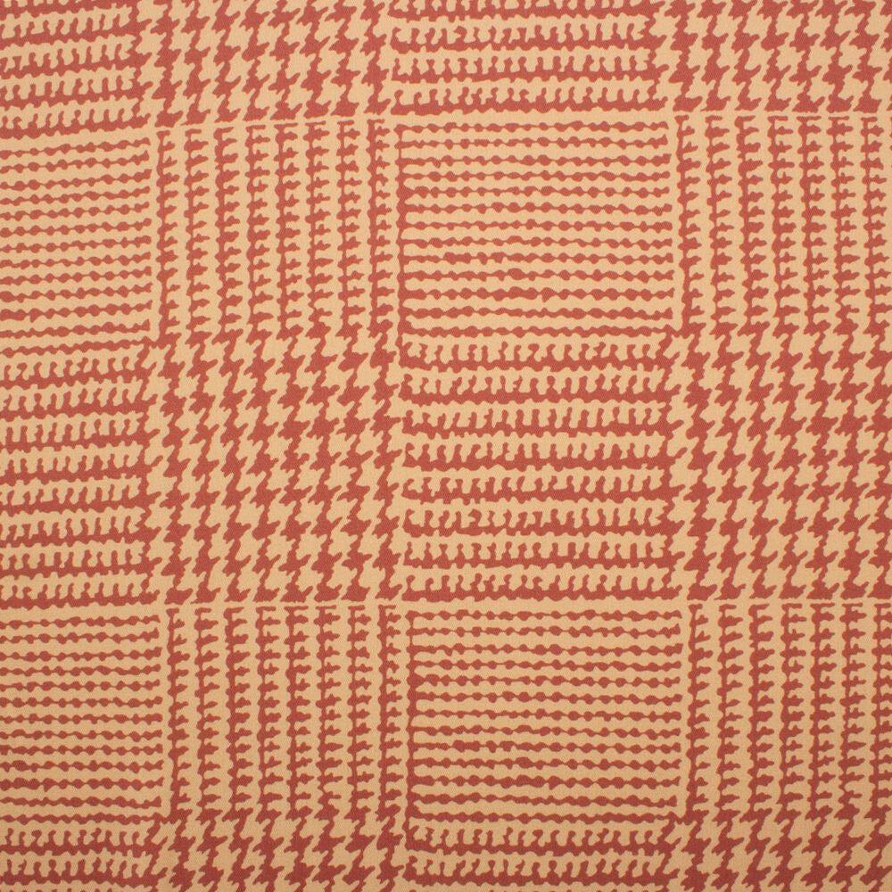 Maroon/Beige Houndstooth Silk Crêpe de Chine