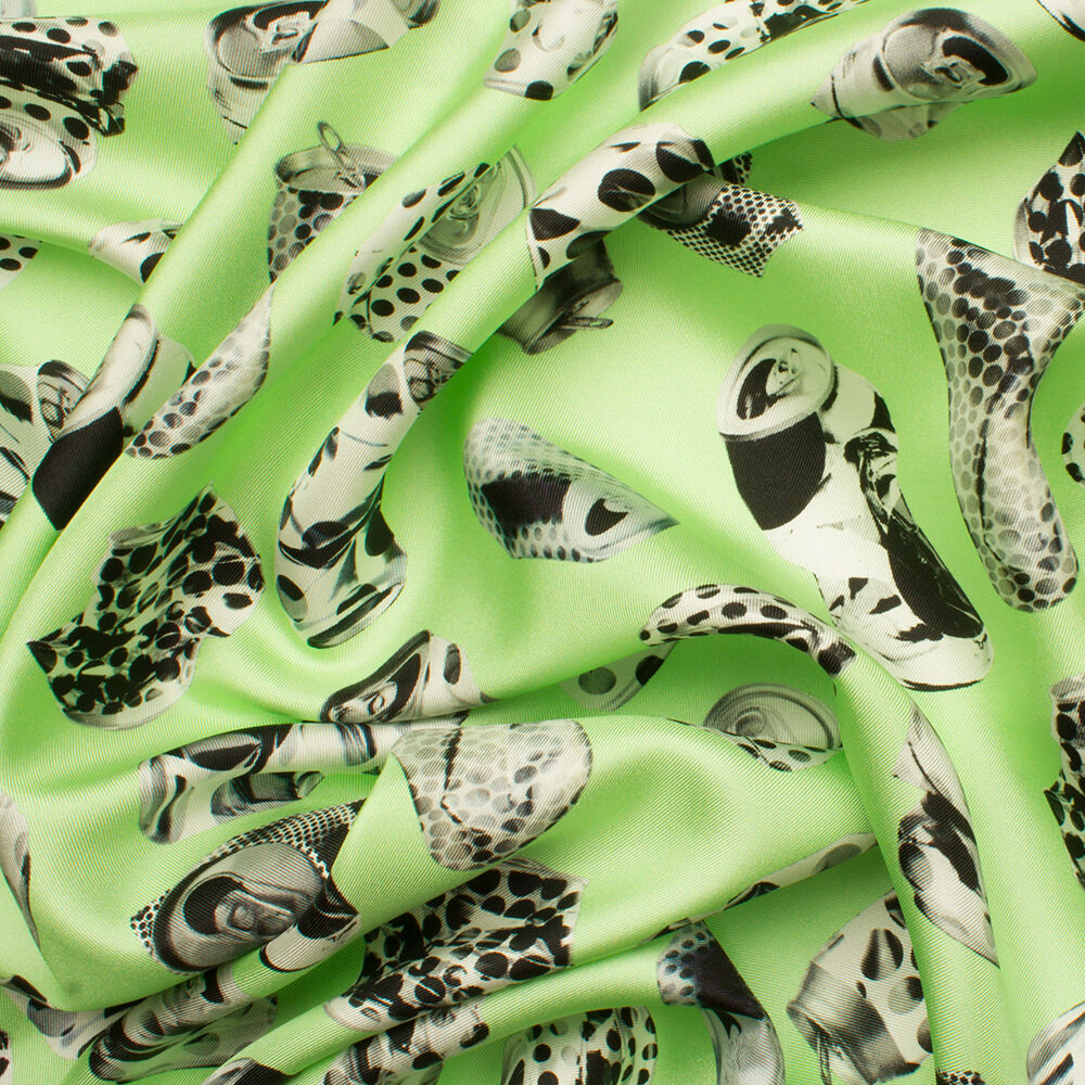 Mint/Spotted 'Soda Cans' Silk Twill